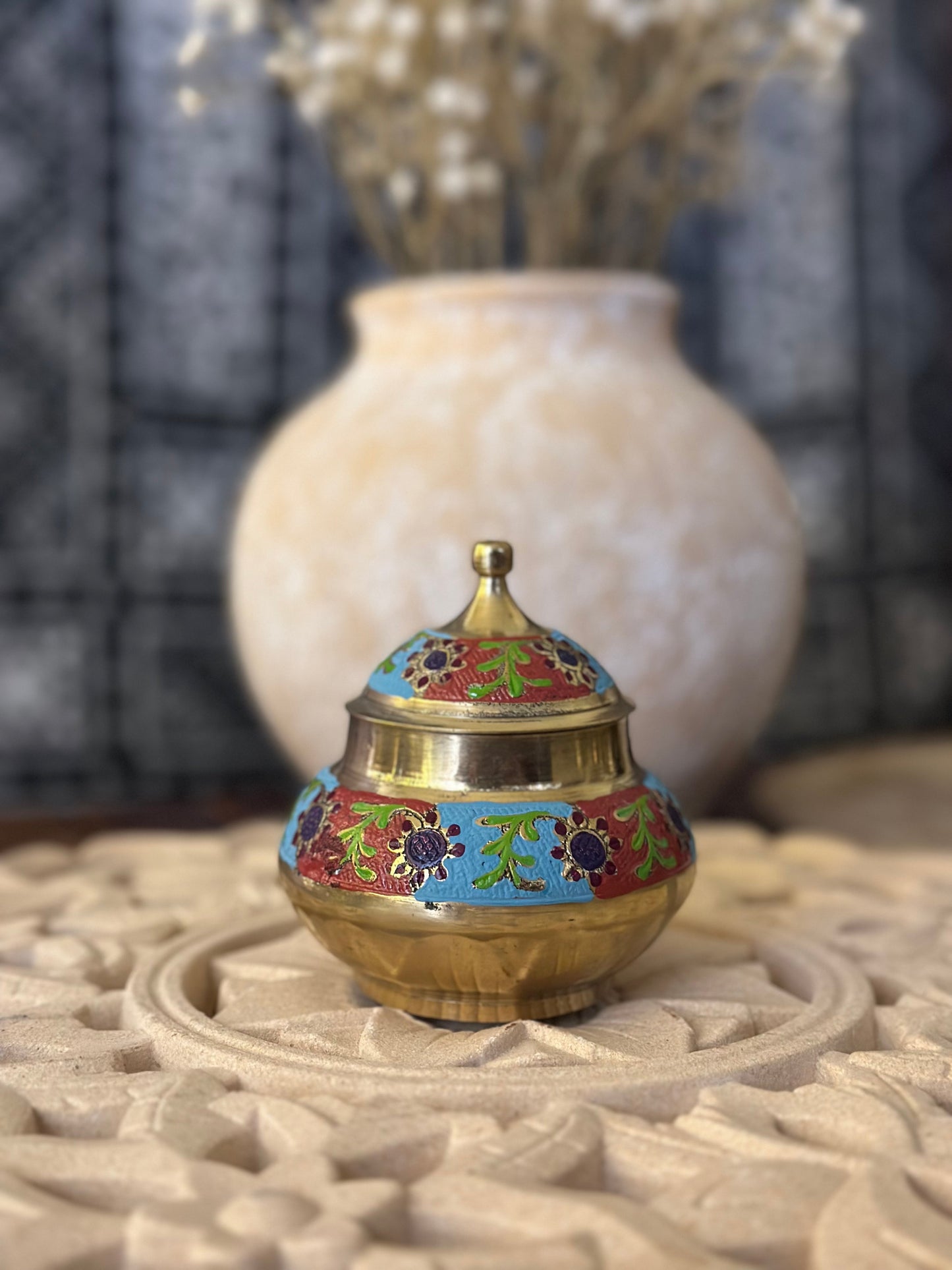 Shamo - Handpainted Brass Candle