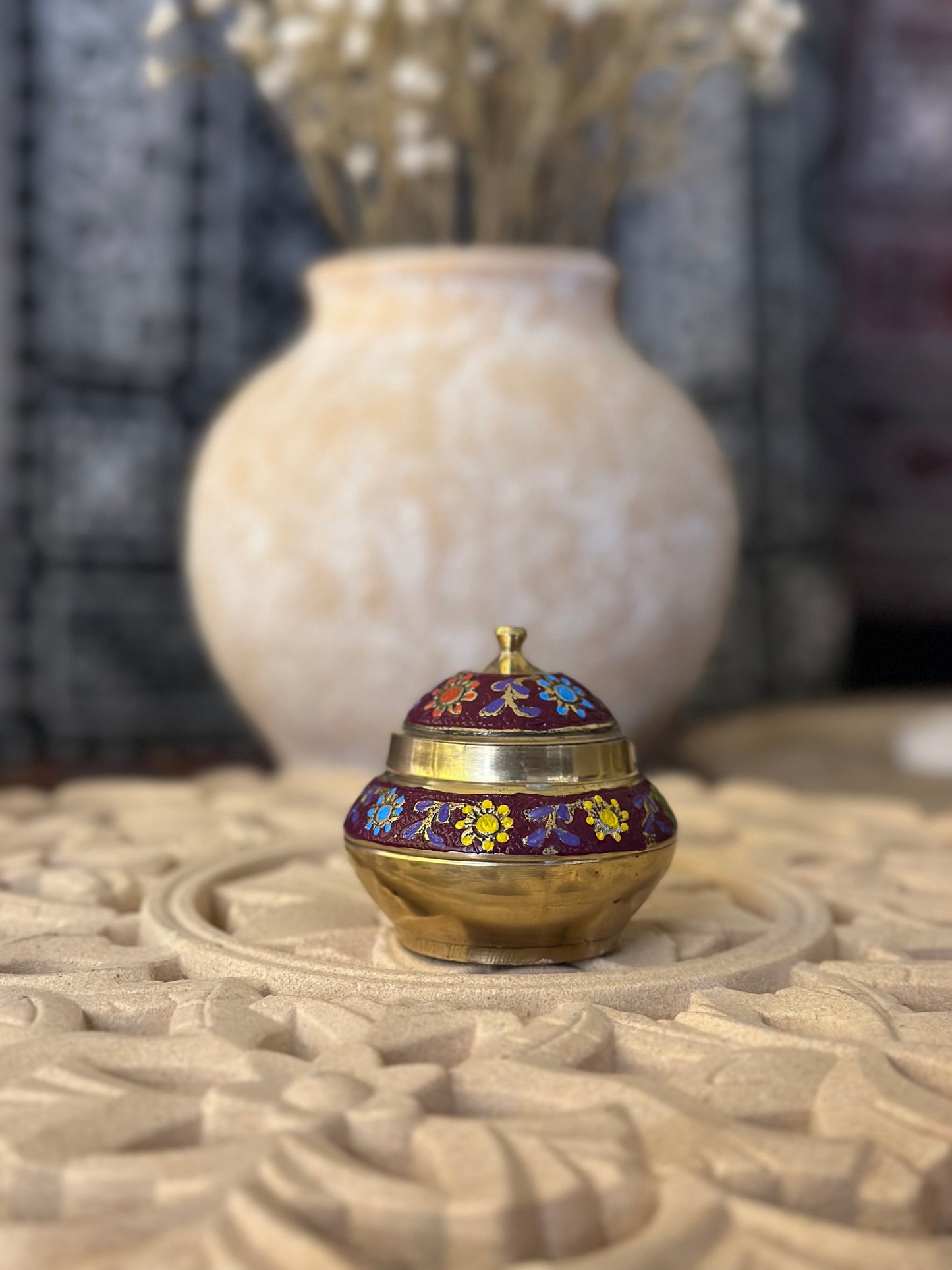 Mini Shamo - Handpainted Brass Candle