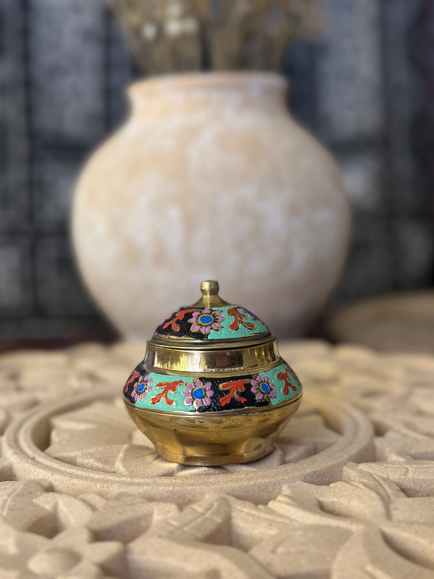 Mini Shamo - Handpainted Brass Candle